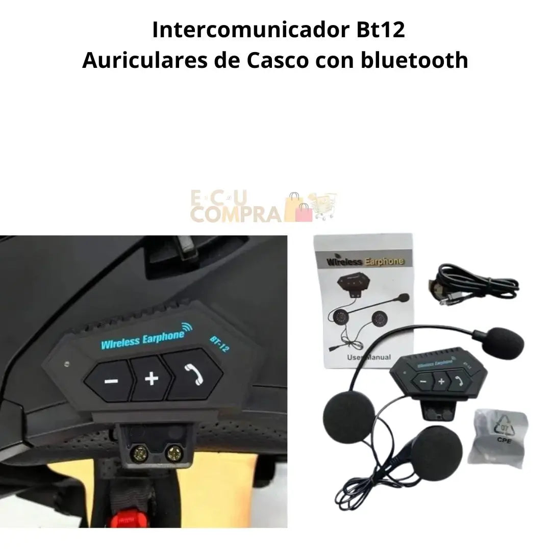 Intercomunicador  Bt12 Auriculares Moto